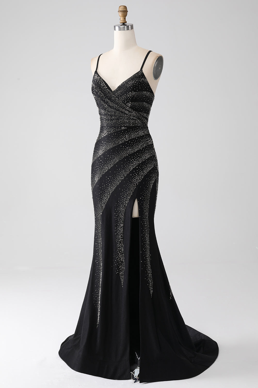 Mermaid Beaded Black Prom kjole med Slit