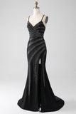 Mermaid Beaded Black Prom kjole med Slit