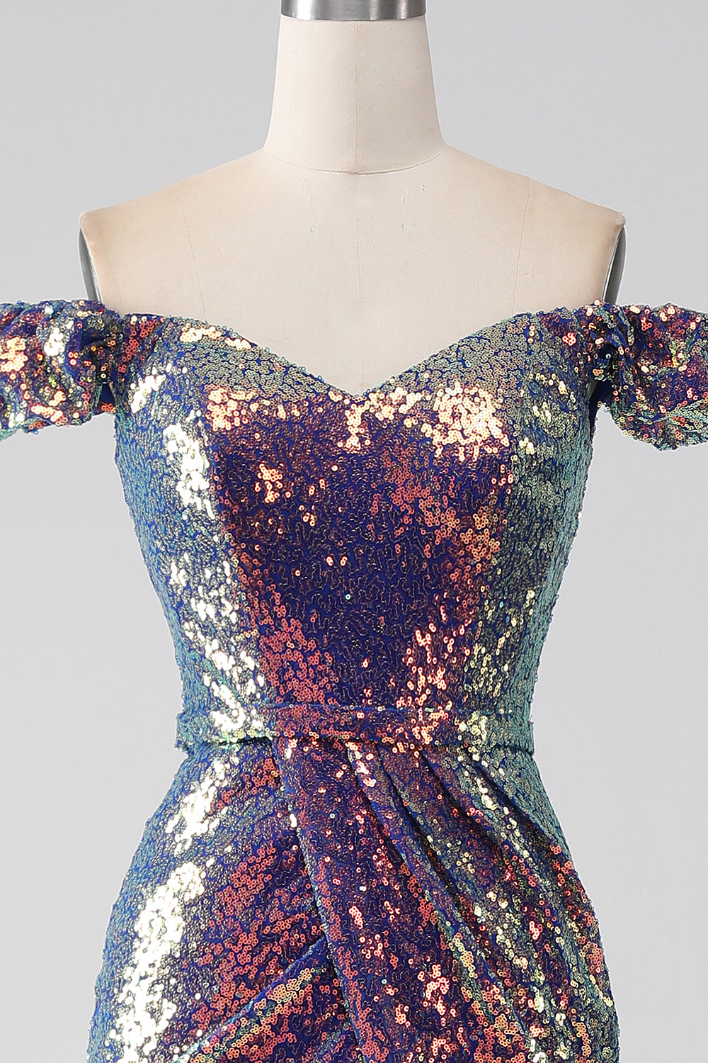 Sparkly Mermaid Off The Shoulder Purple Prom Dress med Slit