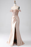 Havfrue Champagne Korsett Prom Kjole