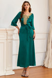 Smaragdgrønn mor til bruden kjole med appliques