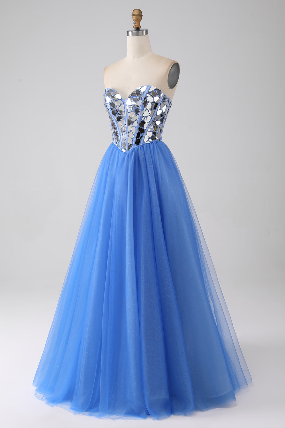 A-Line Sweetheart Mirror Royal Blue Prom kjole