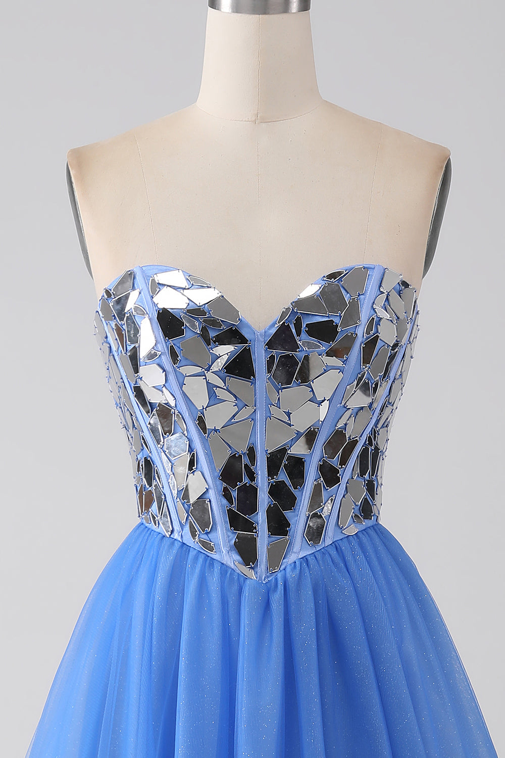 A-Line Sweetheart Mirror Royal Blue Prom kjole