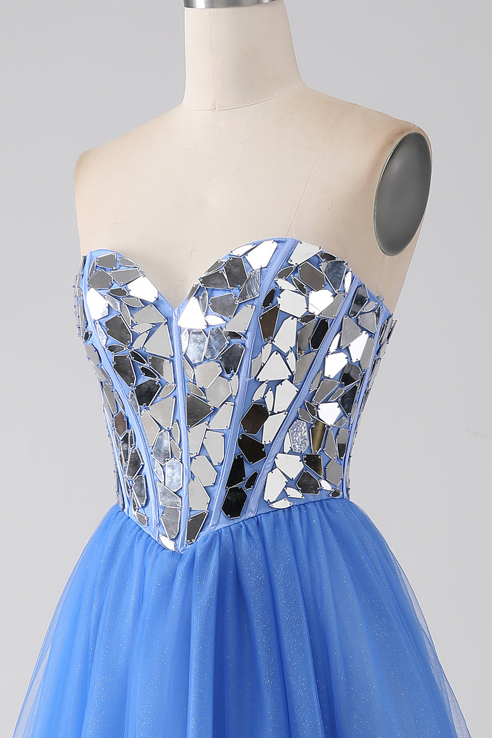 A-Line Sweetheart Mirror Royal Blue Prom kjole