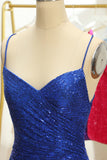 blå paljetter tight backless kort homecoming kjole