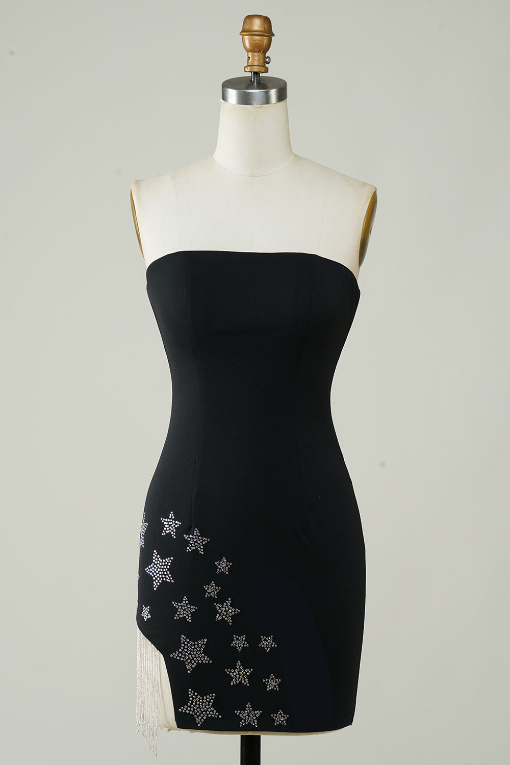 Stilig Sheath Strapless Black Short Homecoming Dress med dusk