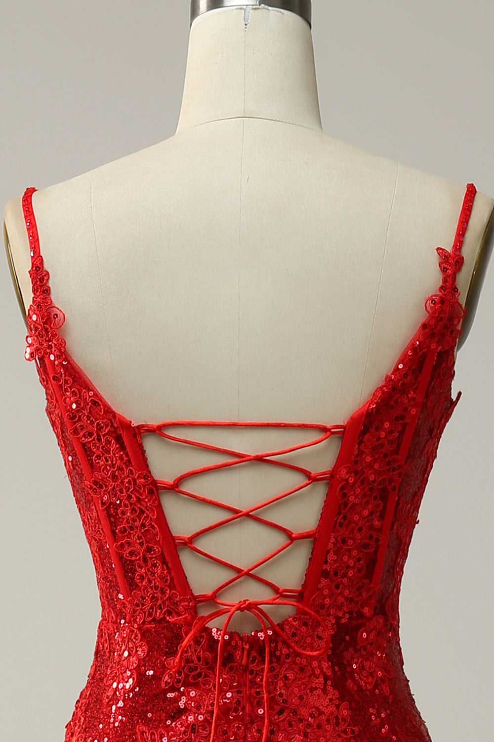 Slire Spaghetti stropper Red Long Prom Kjole med Split Front