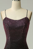 Dark Purple Spaghetti stropper Havfrue Prom kjole med Beading