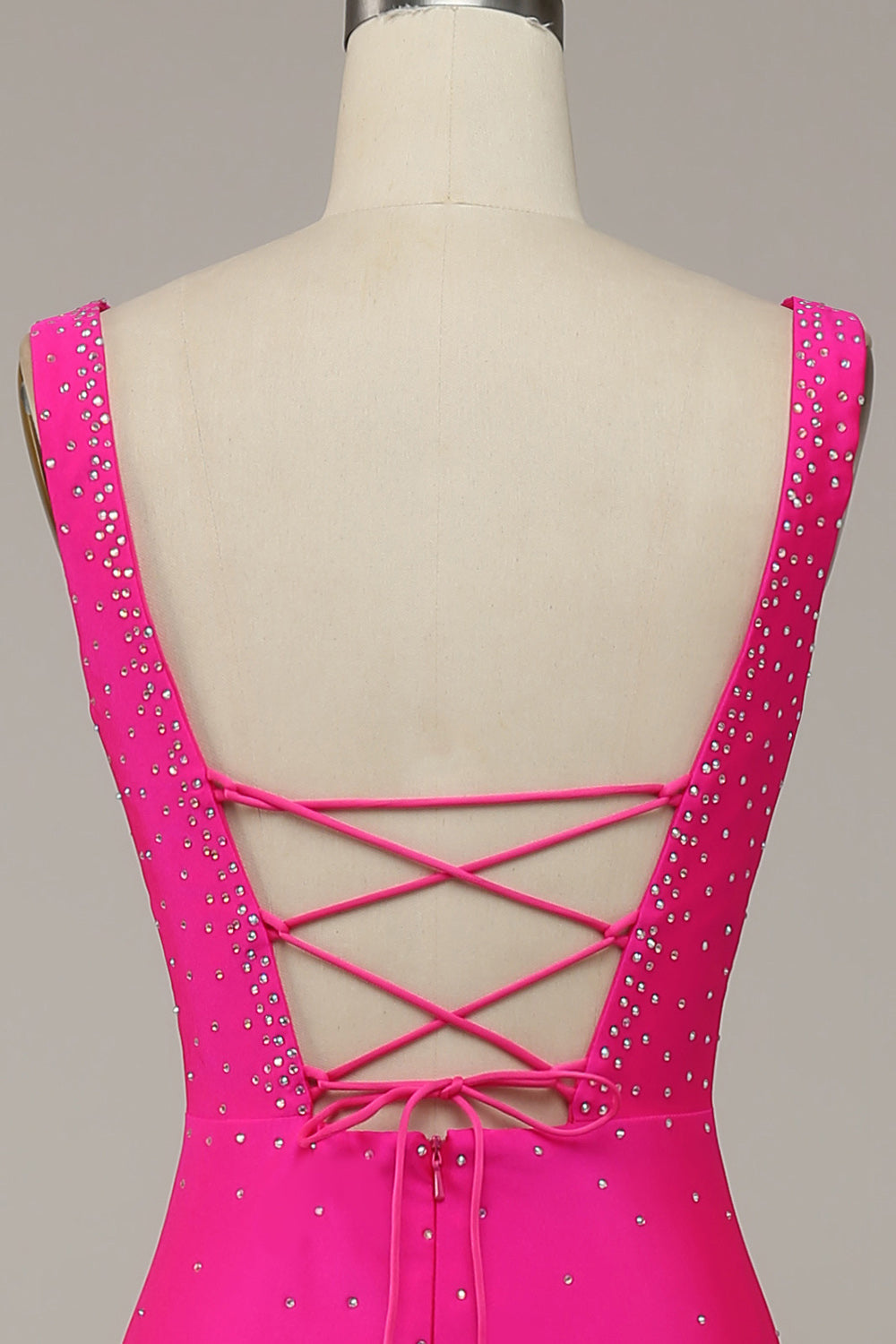 Fuchsia Havfrue V-hals Beaded Prom kjole