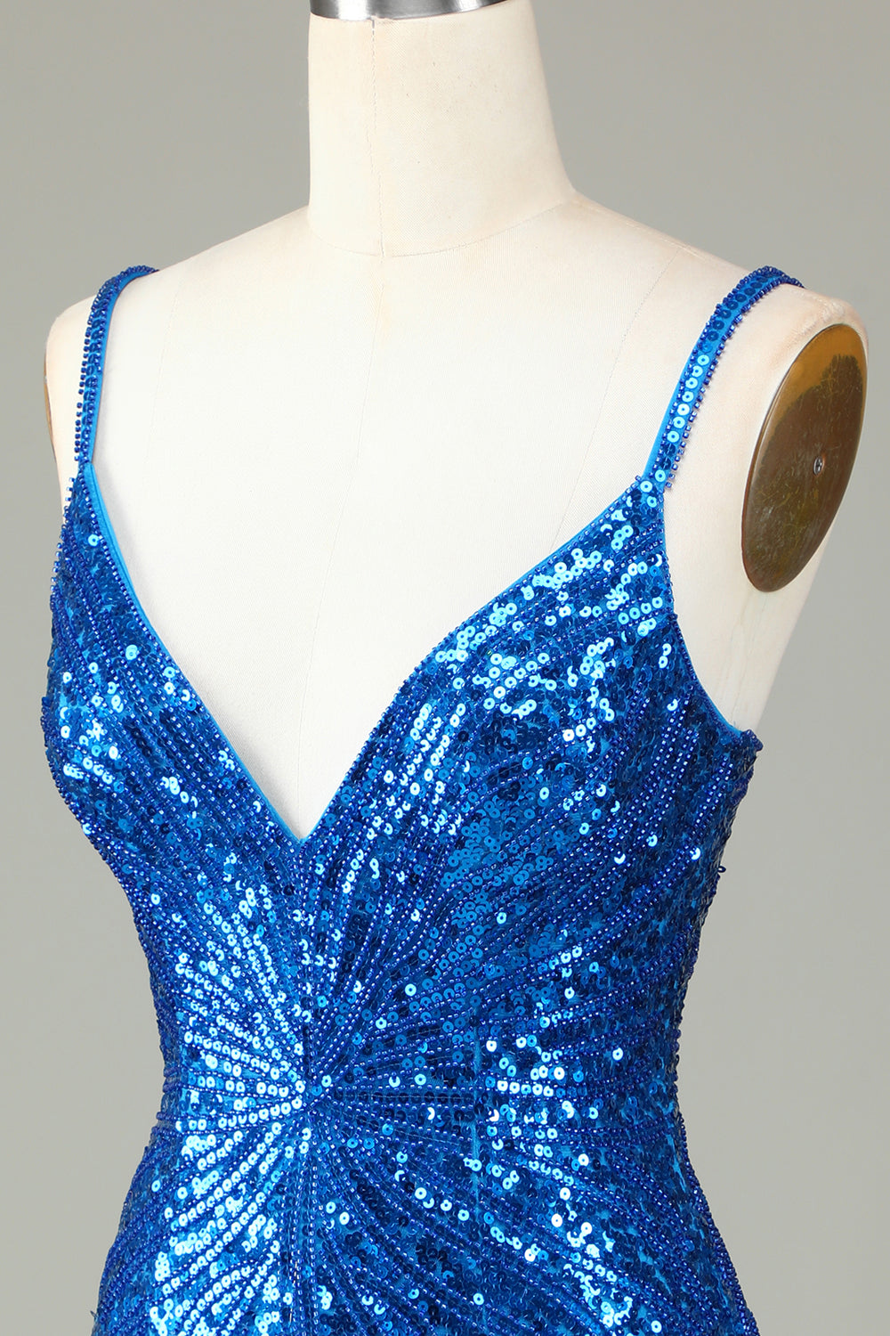 Slire Spaghetti stropper Peacockt Blue Sequins 1920-tallet Kjole med dusk