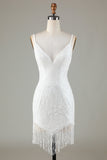 Sparkly Bodycon Spaghetti stropper Blå Lace-Up Tilbake Kort Homecoming kjole med perler
