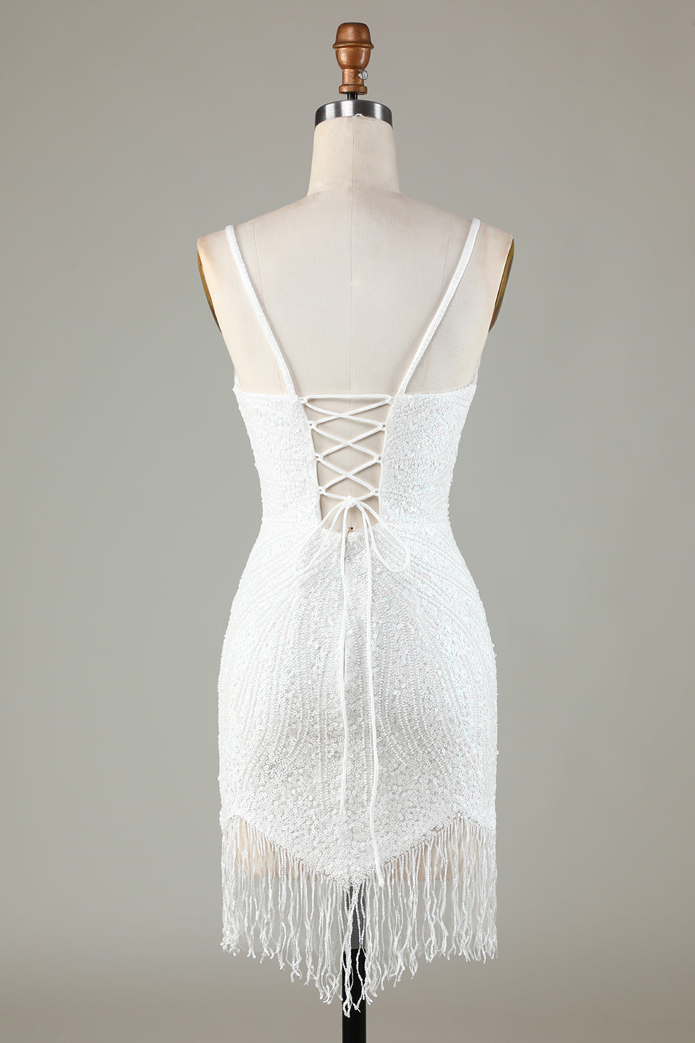 Sparkly Bodycon Spaghetti stropper Blå Lace-Up Tilbake Kort Homecoming kjole med perler