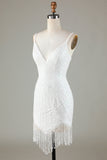 Sparkly Bodycon Spaghetti stropper Blå Lace-Up Tilbake Kort Homecoming kjole med perler