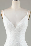 Sparkly Bodycon Spaghetti stropper Blå Lace-Up Tilbake Kort Homecoming kjole med perler
