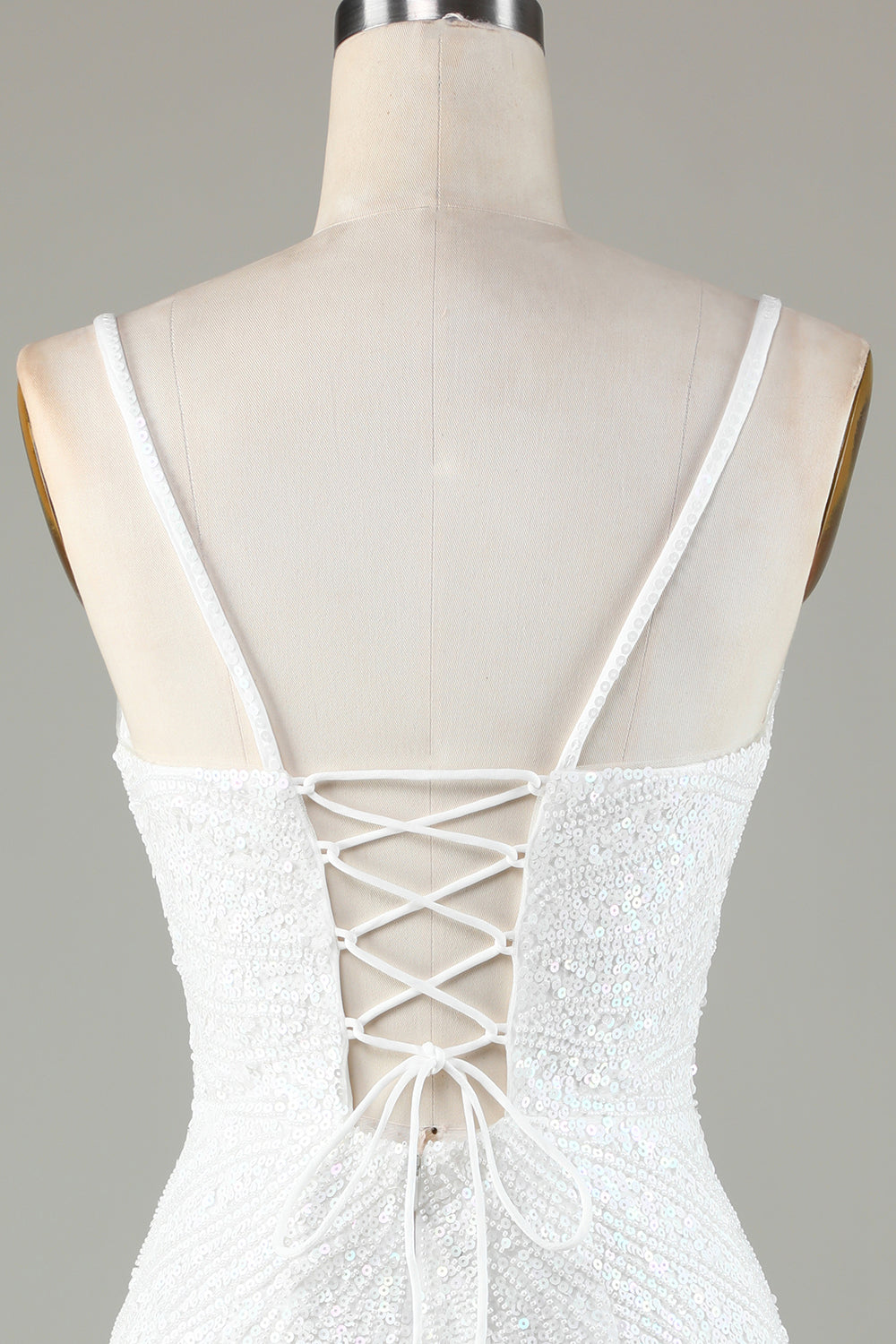 Sparkly Bodycon Spaghetti stropper Blå Lace-Up Tilbake Kort Homecoming kjole med perler