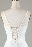 Sparkly Bodycon Spaghetti stropper Blå Lace-Up Tilbake Kort Homecoming kjole med perler