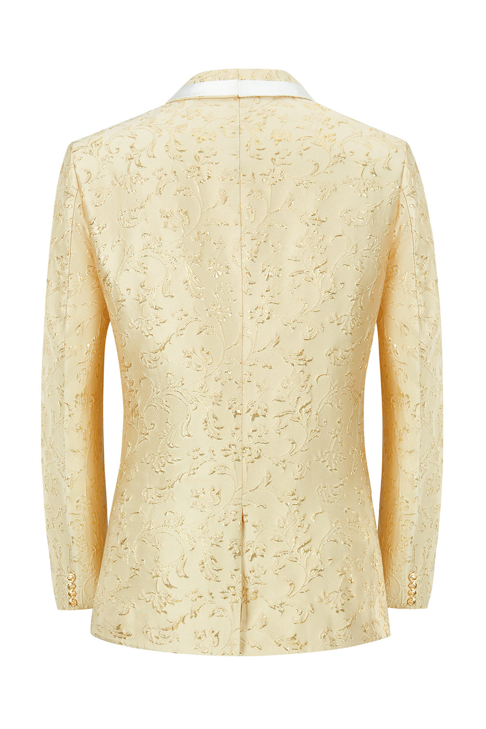 Champagne Sjal Lapel En knapp Jacquard Menns Prom Suits
