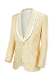 Champagne Sjal Lapel En knapp Jacquard Menns Prom Suits