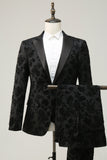 Black Peak Lapel Jacquard Prom Drakter for menn