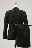 Black Peak Lapel Jacquard Prom Drakter for menn