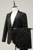 Black Peak Lapel Jacquard Prom Drakter for menn