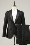 Peak Lapel One Button Mørkeblå Jacquard Menns bryllupsfest dresser