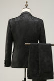 Peak Lapel One Button Mørkeblå Jacquard Menns bryllupsfest dresser