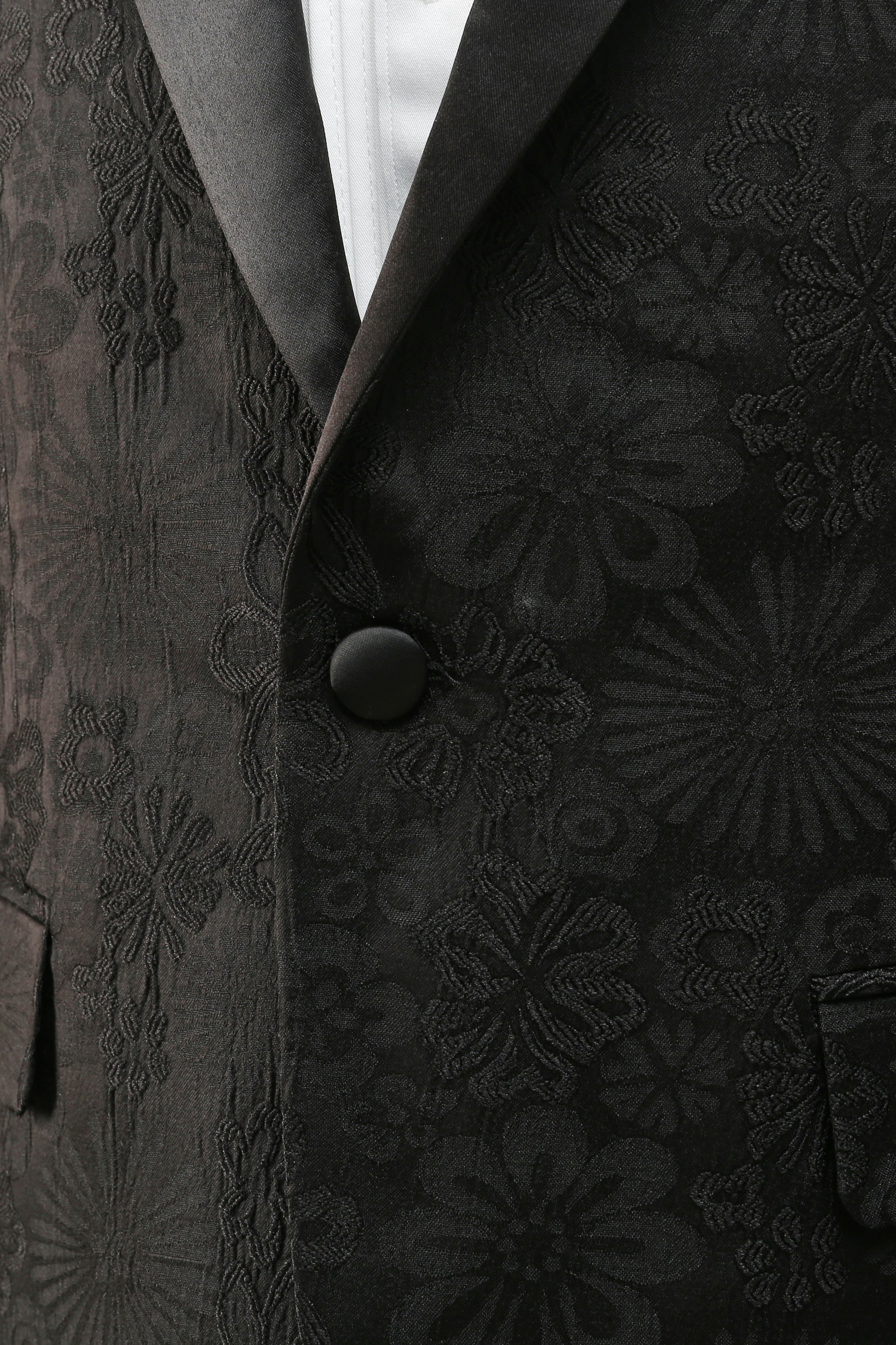 Peak Lapel One Button Mørkeblå Jacquard Menns bryllupsfest dresser