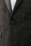 Peak Lapel One Button Mørkeblå Jacquard Menns bryllupsfest dresser