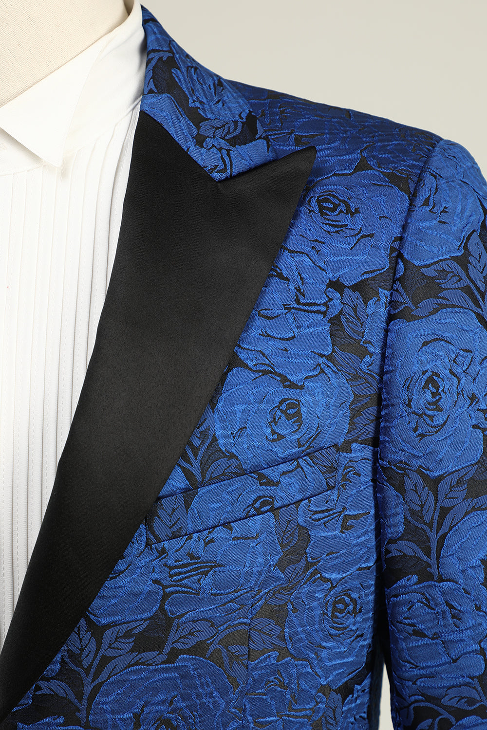 Peak Lapel Jacquard Royal Blue Single Breasted Menns Prom Blazer