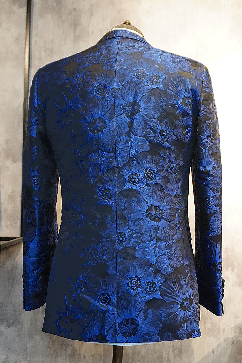 Peak Lapel Jacquard To knapper Royal Blue Single Breasted Menns Prom Blazer