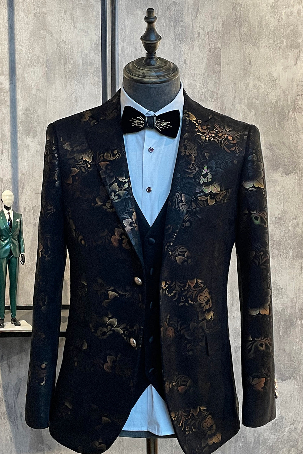 Mørkebrunt sjal jacquard Prom Blazer for menn