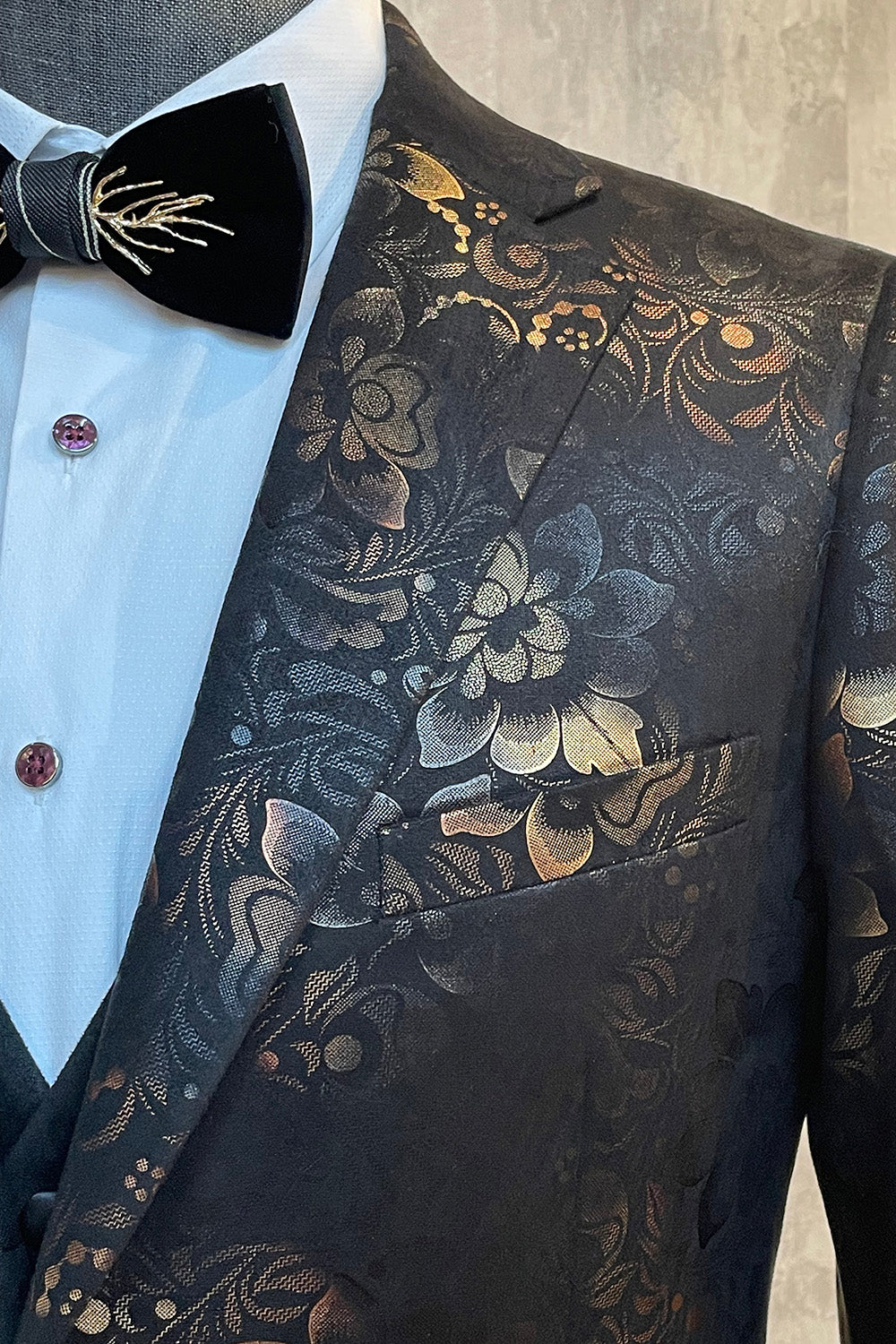 Mørkebrunt sjal jacquard Prom Blazer for menn