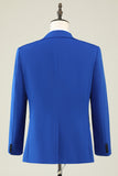 Slim Fit Peak Lapel One Button Blå herreballdrakter