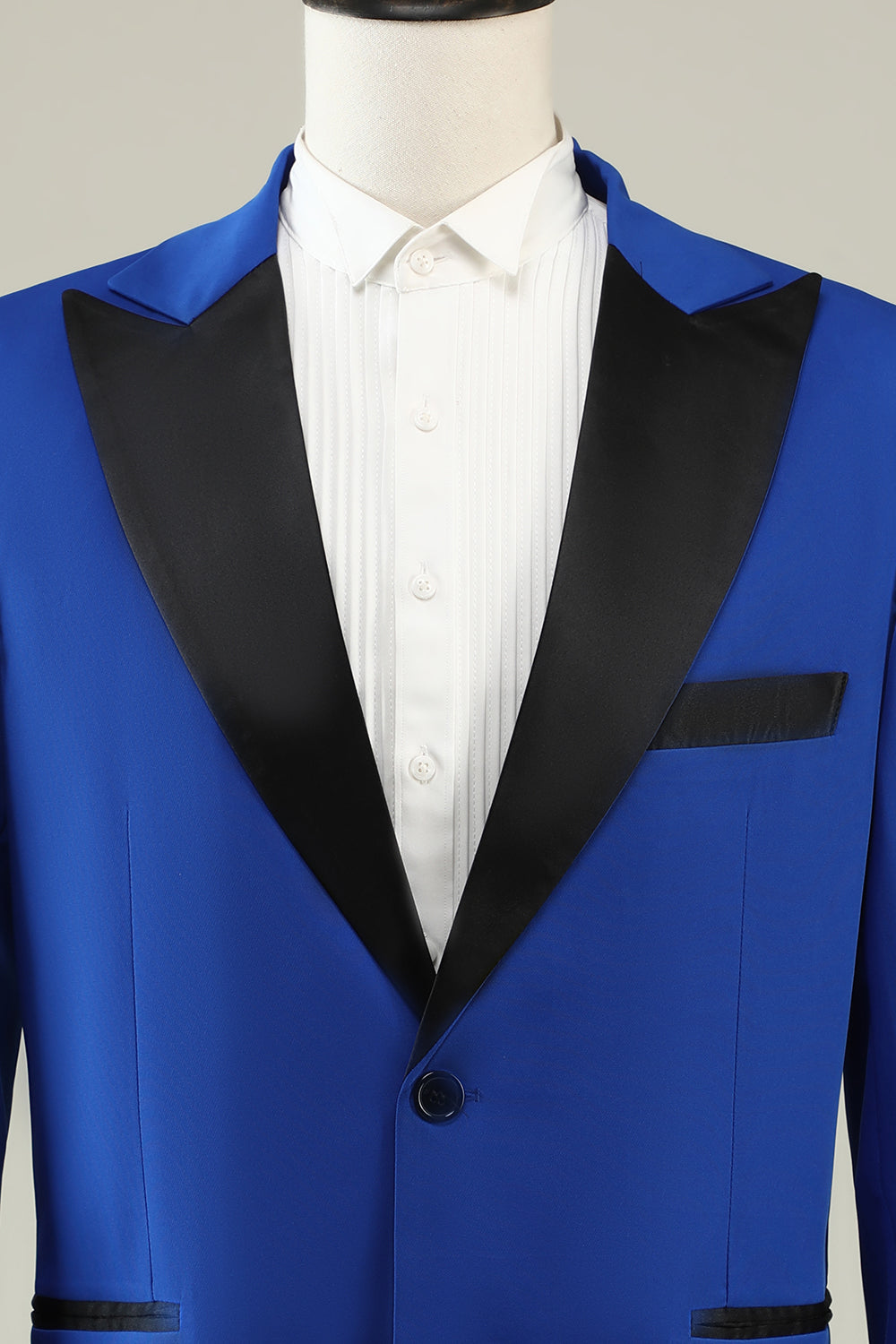 Slim Fit Peak Lapel One Button Blå herreballdrakter