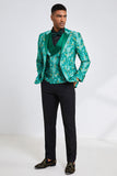 Green Peak Lapel 3 Piece Menns Wedding Suits