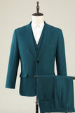Mørkegrønn hakket lapel 3 stykke menns balldrakter