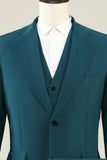 Mørkegrønn hakket lapel 3 stykke menns balldrakter