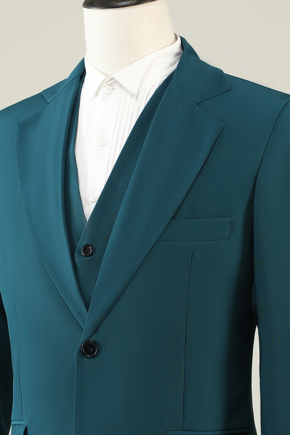 Mørkegrønn hakket lapel 3 stykke menns balldrakter