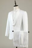 Hvit Jacquard Shawl Lapel 3 Piece Prom Homecoming Suits