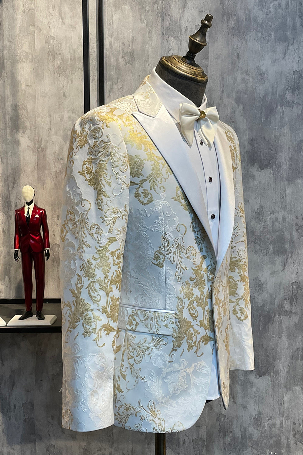 Champagne Peak Lapel paljetter Prom Blazer for menn