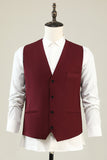 Burgund Peak Lapel 3 Piece Menns Prom Drakter