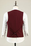 Burgund Peak Lapel 3 Piece Menns Prom Drakter