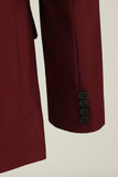 Burgund Peak Lapel 3 Piece Menns Prom Drakter
