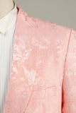 Lys rosa jacquard 2-delt sjal jawl lapel en knapp prom dresser