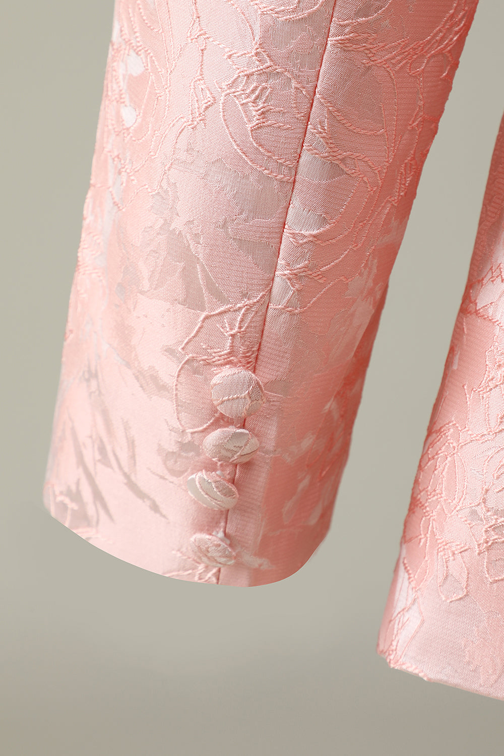 Lys rosa jacquard 2-delt sjal jawl lapel en knapp prom dresser
