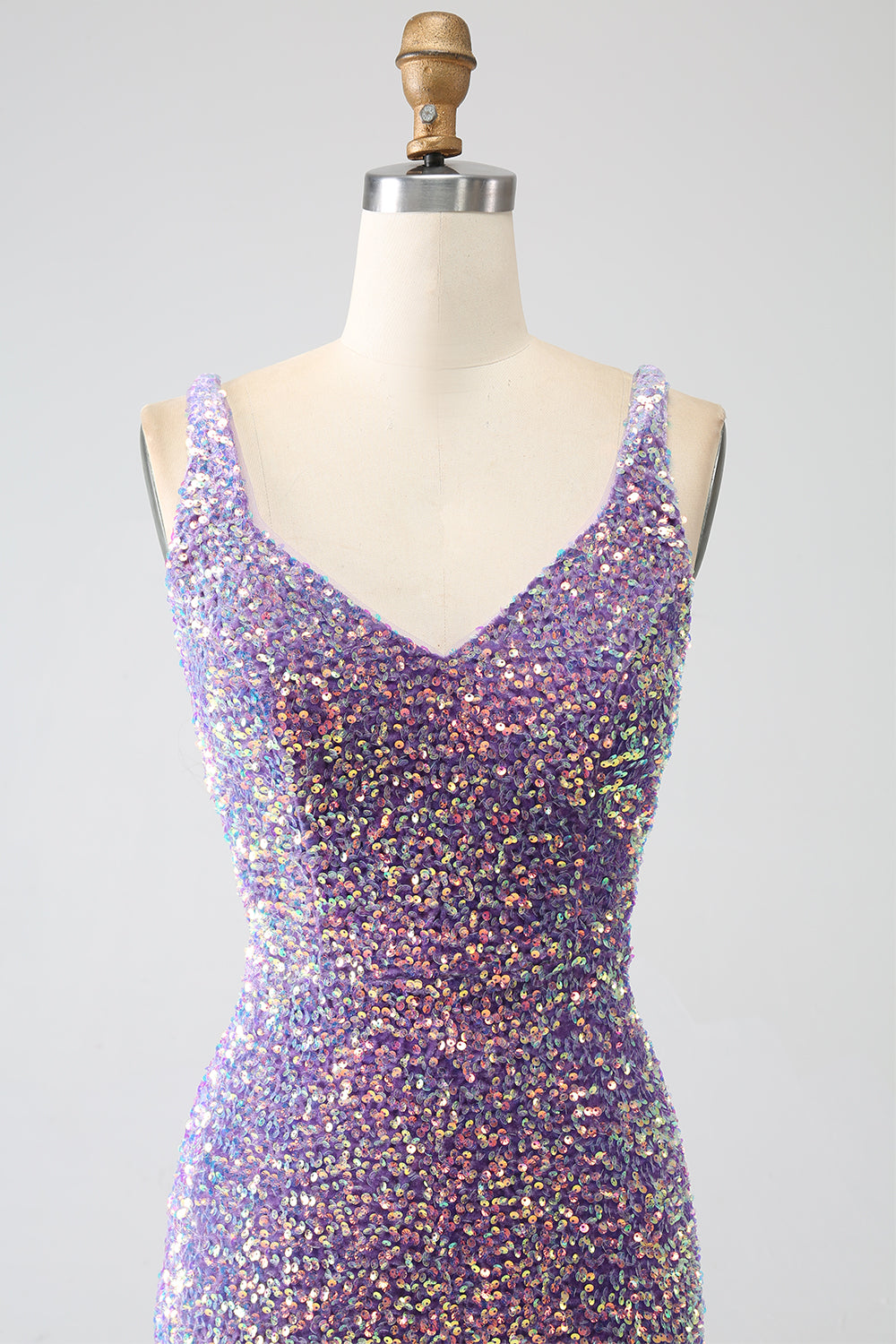 Sparkly Mermaid Light Purple Sequins Prom Dress med Slit