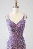Sparkly Mermaid Light Purple Sequins Prom Dress med Slit
