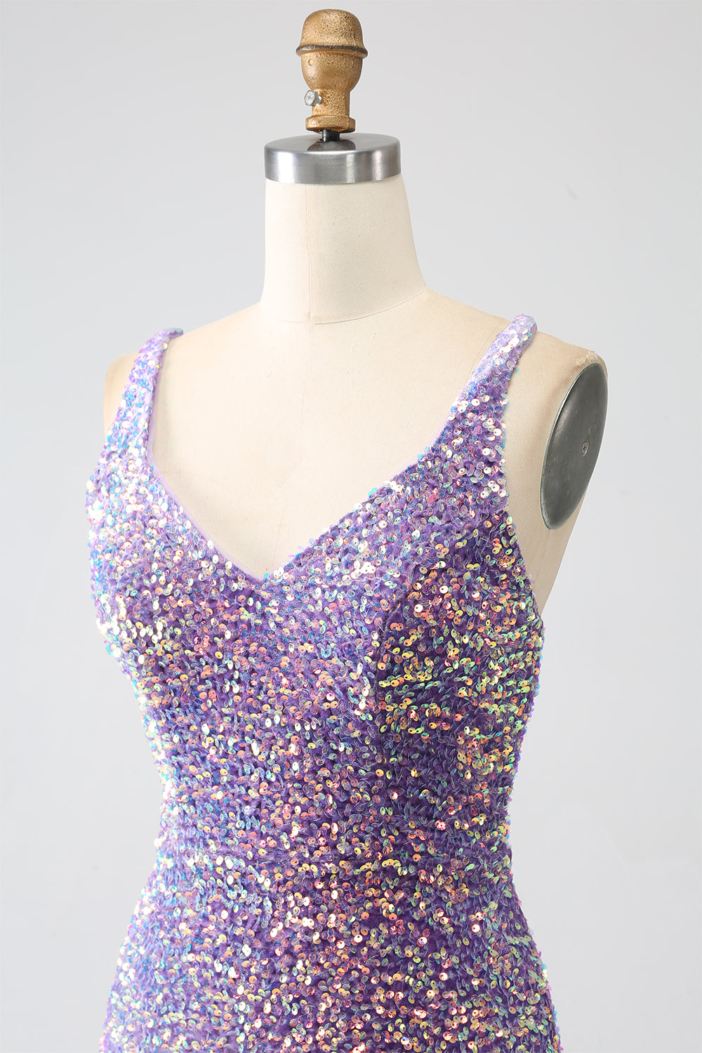 Sparkly Mermaid Light Purple Sequins Prom Dress med Slit