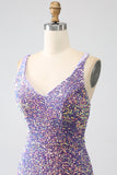 Sparkly Mermaid Light Purple Sequins Prom Dress med Slit